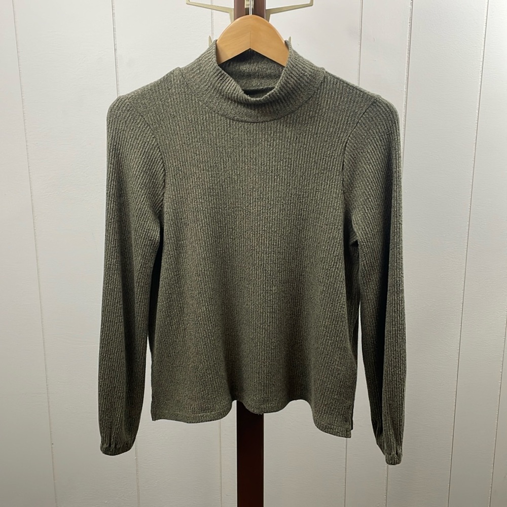 Madewell‎ Mock Neck Bubble-Sleeve Top Green
